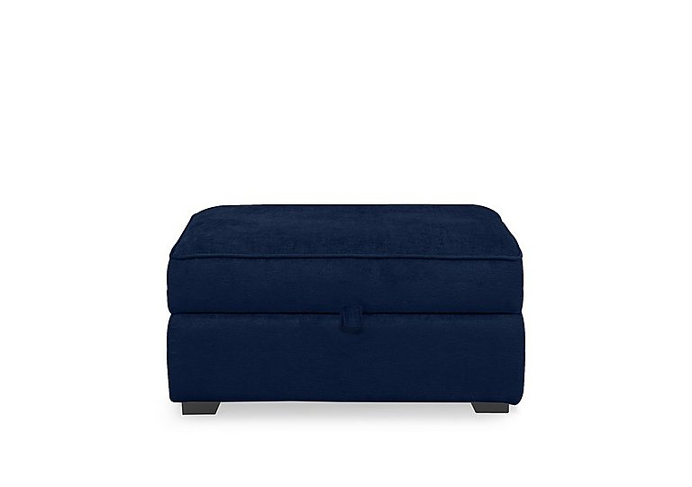 Abberton Large Storage Footstool in Plain Fabric - Indigo Ashton Chenille Plain
