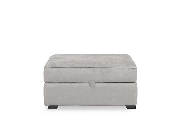 Abberton Large Storage Footstool in Plain Fabric  Oyster Ashton Chenille Plain | Bed Sava