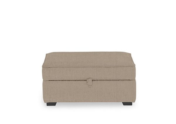Abberton Large Storage Footstool in Plain Fabric  Sand Thaxted Chenille Plain | Bed Sava