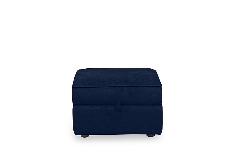 Abberton Small Storage Footstool in Plain Fabric - Indigo Ashton Chenille Plain