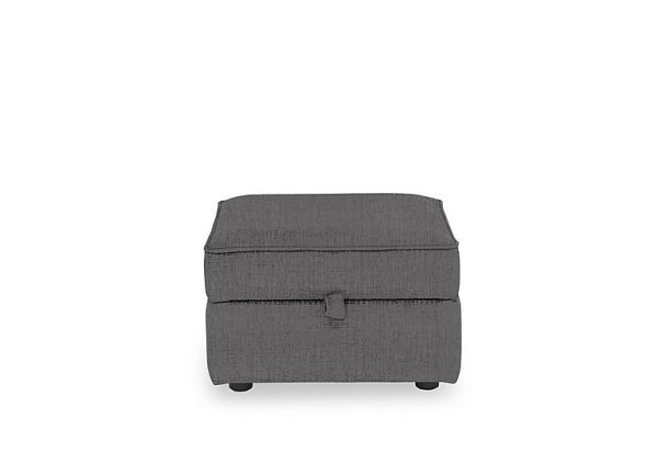 Abberton Small Storage Footstool in Plain Fabric  Iron Debden Plain | Bed Sava