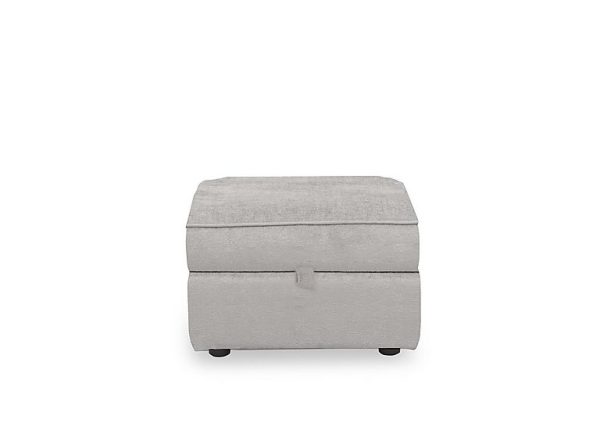 Abberton Small Storage Footstool in Plain Fabric  Oyster Ashton Chenille Plain | Bed Sava