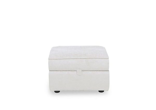 Abberton Small Storage Footstool in Plain Fabric  Pearl Ashton Chenille Plain | Bed Sava