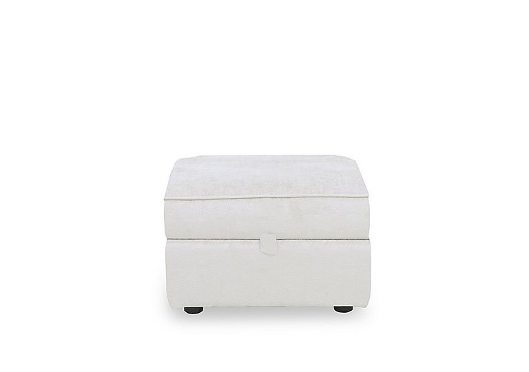 Abberton Small Storage Footstool in Plain Fabric - Pearl Ashton Chenille Plain