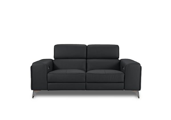 Action Leather 2 Seater Power Recliner Sofa with Power Storage Arms  Natural Black Mica | Bed Sava