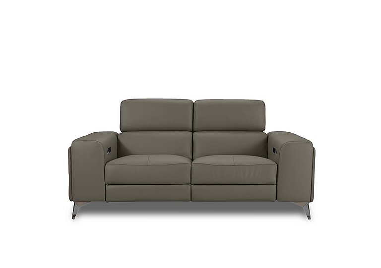 Action Leather 2 Seater Power Recliner Sofa with Power Storage Arms - Natural Olive