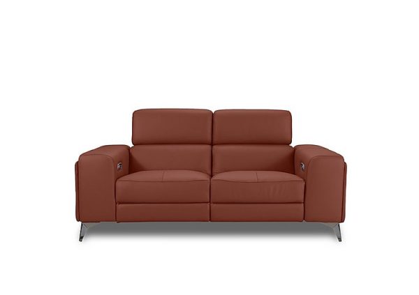 Action Leather 2 Seater Power Recliner Sofa with Power Storage Arms  Red Maple | Bed Sava