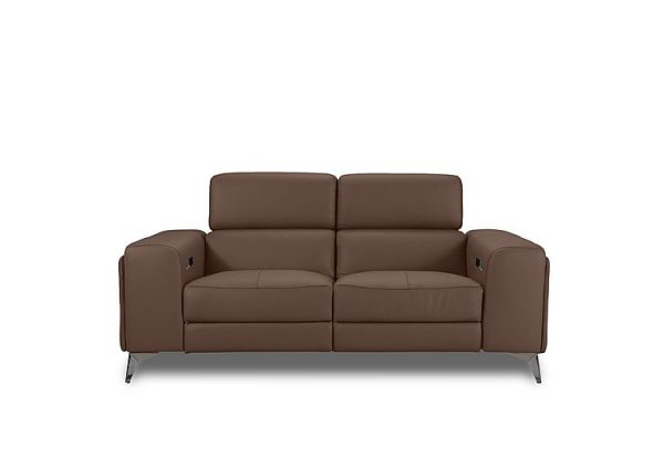 Action Leather 2 Seater Power Recliner Sofa with Power Storage Arms  Roast | Bed Sava