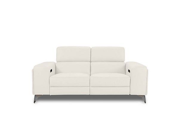 Action Leather 2 Seater Power Recliner Sofa with Power Storage Arms  White | Bed Sava