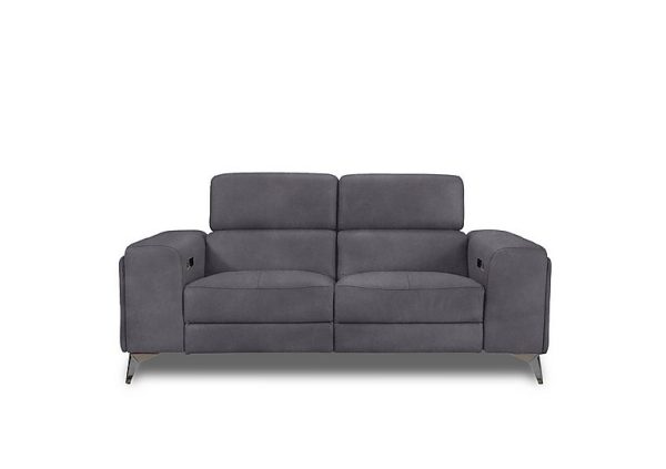 Action Fabric 2 Seater Power Recliner Sofa with Power Storage Arms  Nappa Grey | Bed Sava
