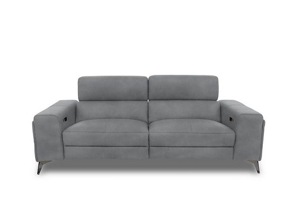 Action Fabric 3 Seater Power Recliner Sofa  Velvet Grey | Bed Sava