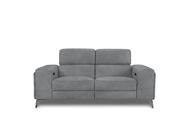 Action Fabric 2 Seater Power Recliner Sofa  Velvet Grey | Bed Sava