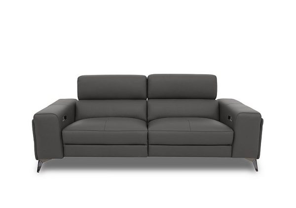 Action Leather 3 Seater Power Recliner Sofa  Grey | Bed Sava