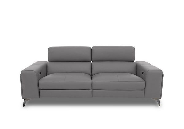 Action Leather 3 Seater Power Recliner Sofa  Natural Ash | Bed Sava