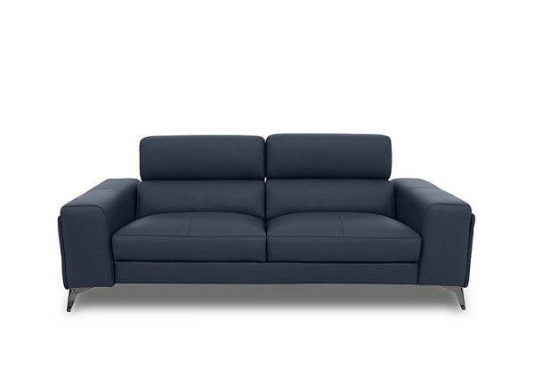 Action Leather 3 Seater Sofa  Natural Milled Navy | Bed Sava