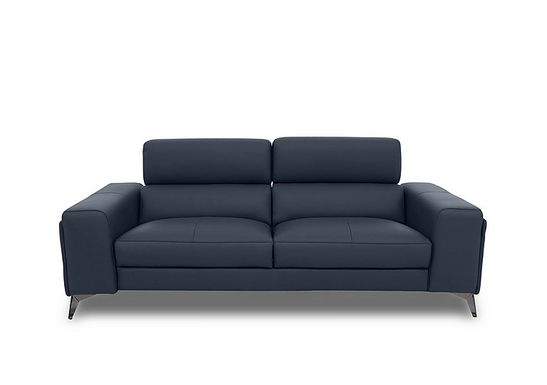 Action Leather 3 Seater Sofa - Natural Milled Navy