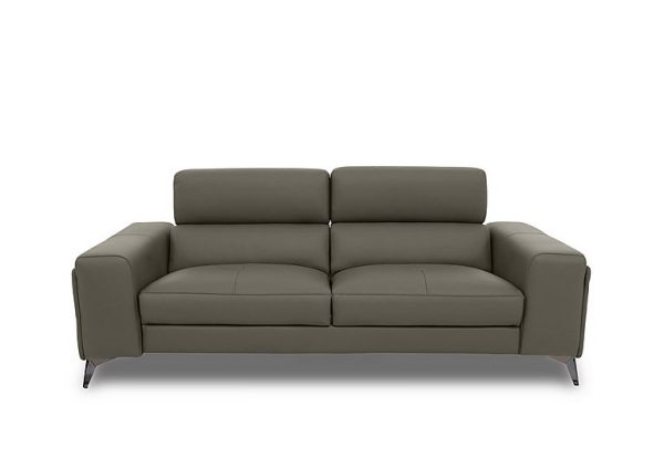Action Leather 3 Seater Sofa  Natural Olive | Bed Sava