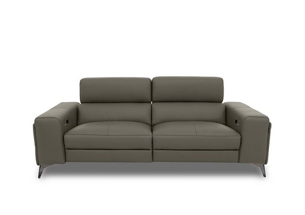 Action Leather 3 Seater Power Recliner Sofa  Natural Olive | Bed Sava