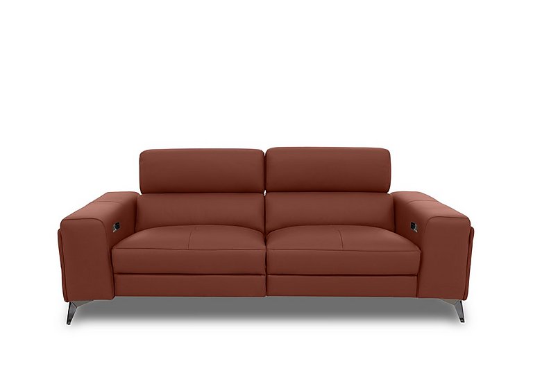 Action Leather 3 Seater Power Recliner Sofa  Red Maple | Bed Sava