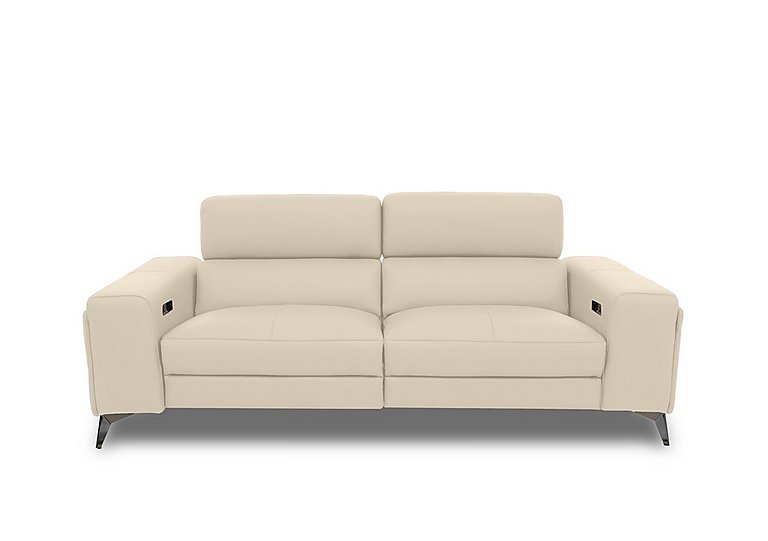 Action Leather 3 Seater Power Recliner Sofa  Stone | Bed Sava