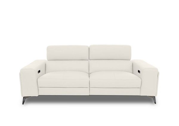 Action Leather 3 Seater Power Recliner Sofa  White | Bed Sava