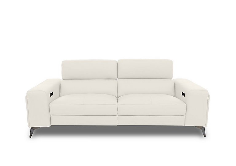 Action Leather 3 Seater Power Recliner Sofa  White | Bed Sava