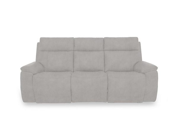 Aero Fabric 3 Seater Power Recliner Sofa with Power Headrests and Heated Seats  Dexter Stone | Bed Sava