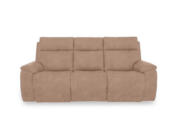 Aero Fabric 3 Seater Power Recliner Sofa with Power Headrests  Dexter Sand | Bed Sava