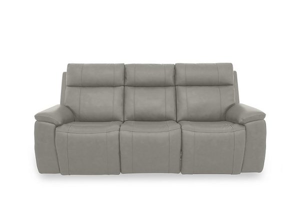 Aero Leather 3 Seater Power Recliner Sofa with Power Headrests  New Grey | Bed Sava
