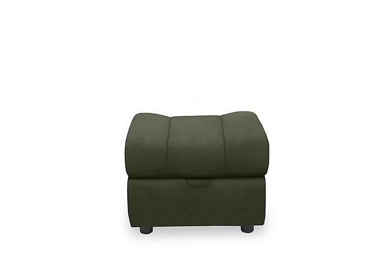 Aero Leather Storage Footstool - Oslo Pine
