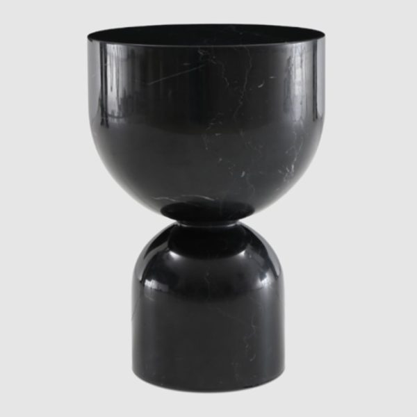 Pelham Marble Round Lamp Table In Black | Bed Sava