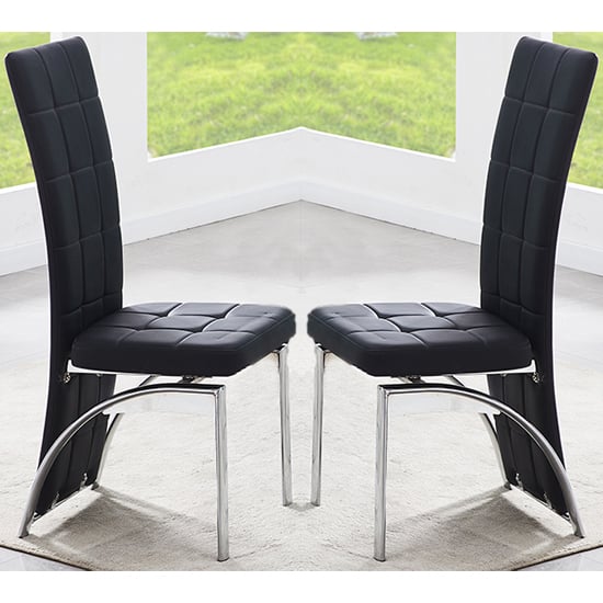 Ravenna Black Faux Leather Dining Chairs In Pair