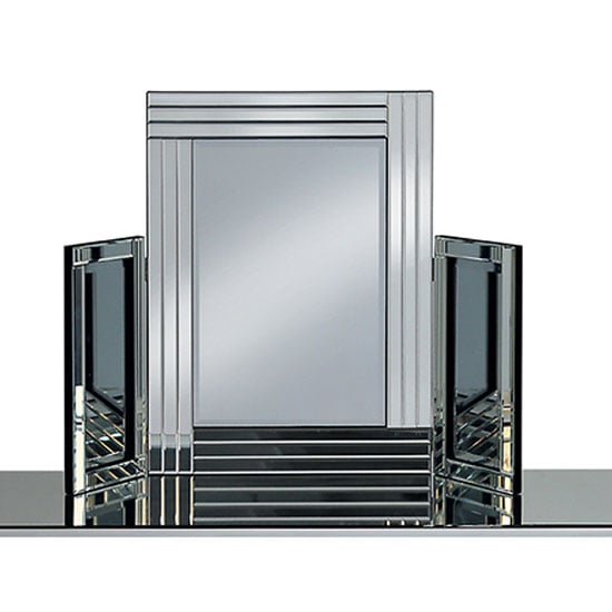Elena Dressing Table Mirror In Silver With Triple Bar | Bed Sava