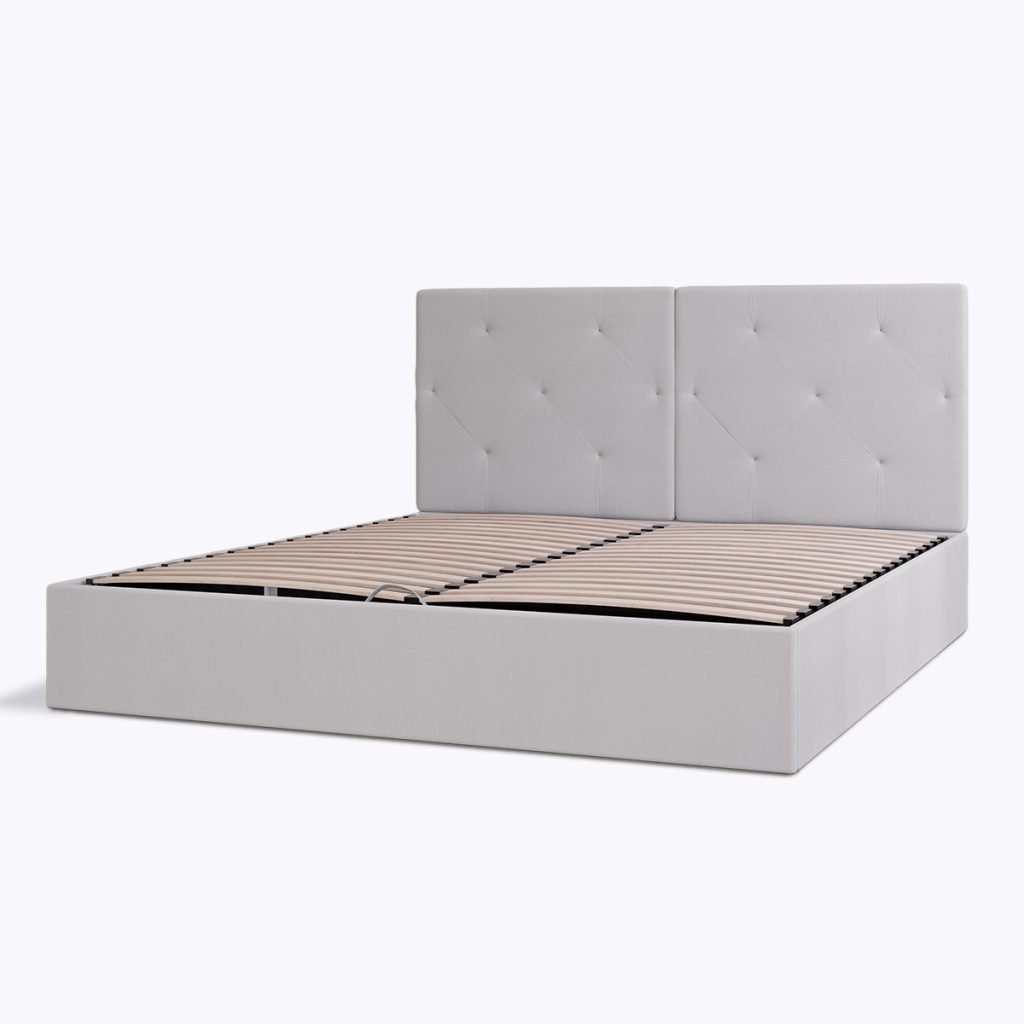 Emma Storage Ottoman Bed Super King  180 x 200cm  Light Grey  Tufted Headboard | Bed Sava