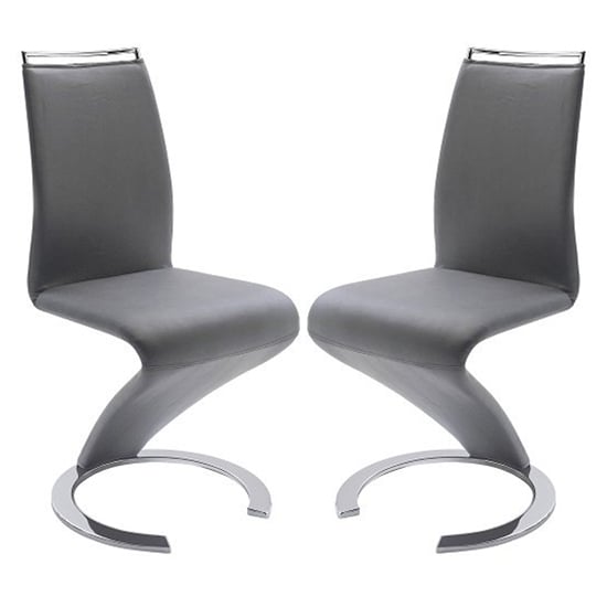 Summer Z Grey Faux Leather Dining Chairs In Pair