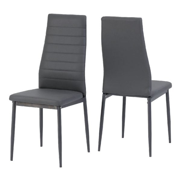 Aadi Grey Faux Leather Dining Chairs In Pair | Bed Sava