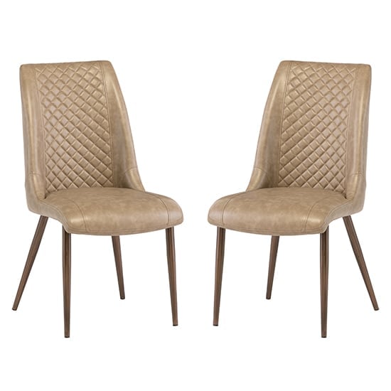 Aalya Taupe Faux Leather Dining Chairs In Pair