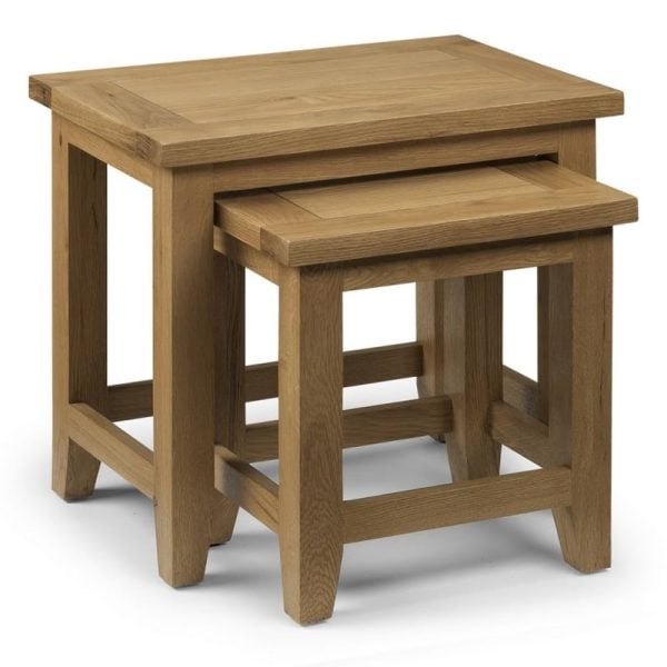 Aaralyn Wooden Nest Of 2 Tables In Waxed Oak | Bed Sava
