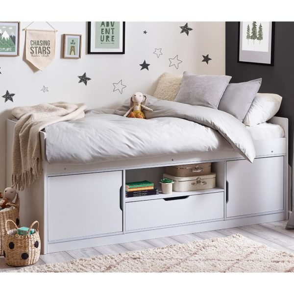 Abana Wooden Low Sleeper Children Bed In White | Bed Sava