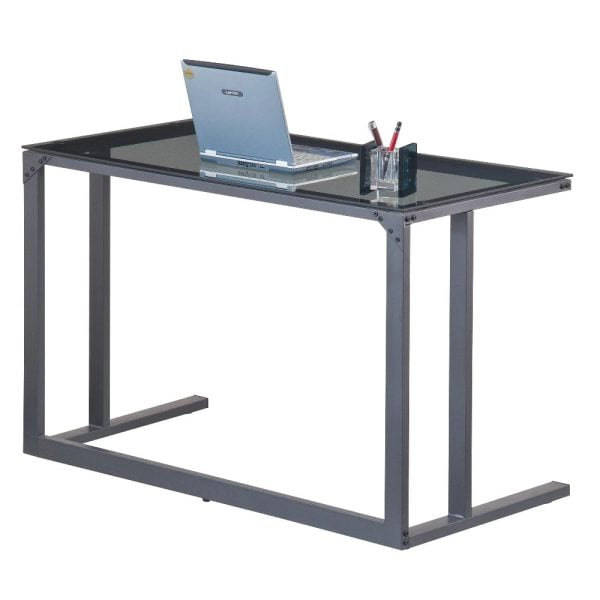Abbotsford Smoked Glass Laptop Desk With Metal Frame | Bed Sava