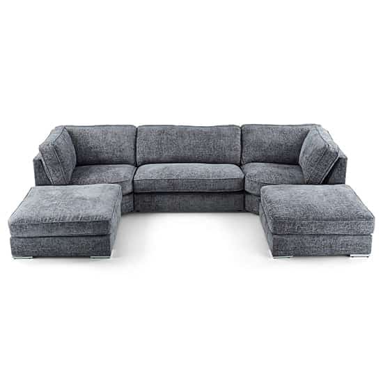 Abelina U Shaped Fabric Sofa In Grey | Bed Sava