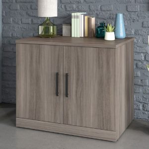 Aberdare Wooden Office Cabinet With 2 Doors In Hudson Elm | Bed Sava