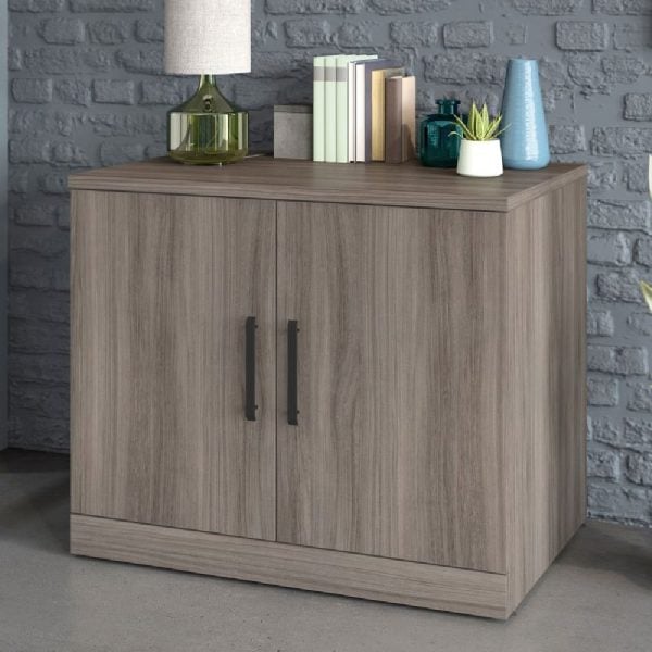 Aberdare Wooden Office Cabinet With 2 Doors In Hudson Elm | Bed Sava