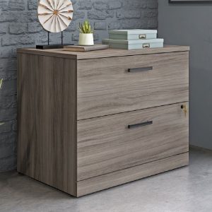 Aberdare Wooden Office Cabinet With 2 Drawers In Hudson Elm | Bed Sava