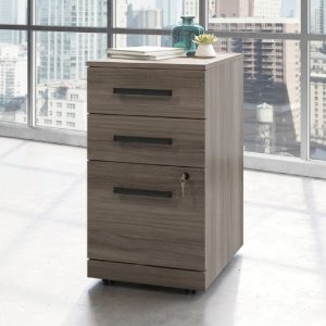 Aberdare Wooden Office Mobile Pedestal 3 Drawers In Hudson Elm | Bed Sava
