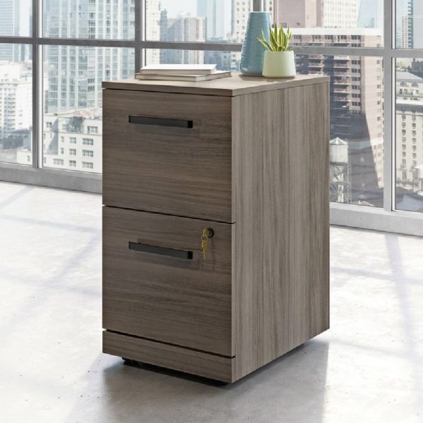 Aberdare Wooden Office Mobile Pedestal 2 Drawers In Hudson Elm | Bed Sava