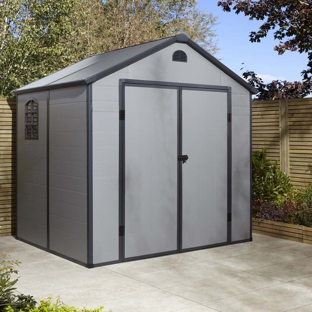 Alloya Plastic Garden Shed With Foundation Kit In Light Grey 8x6