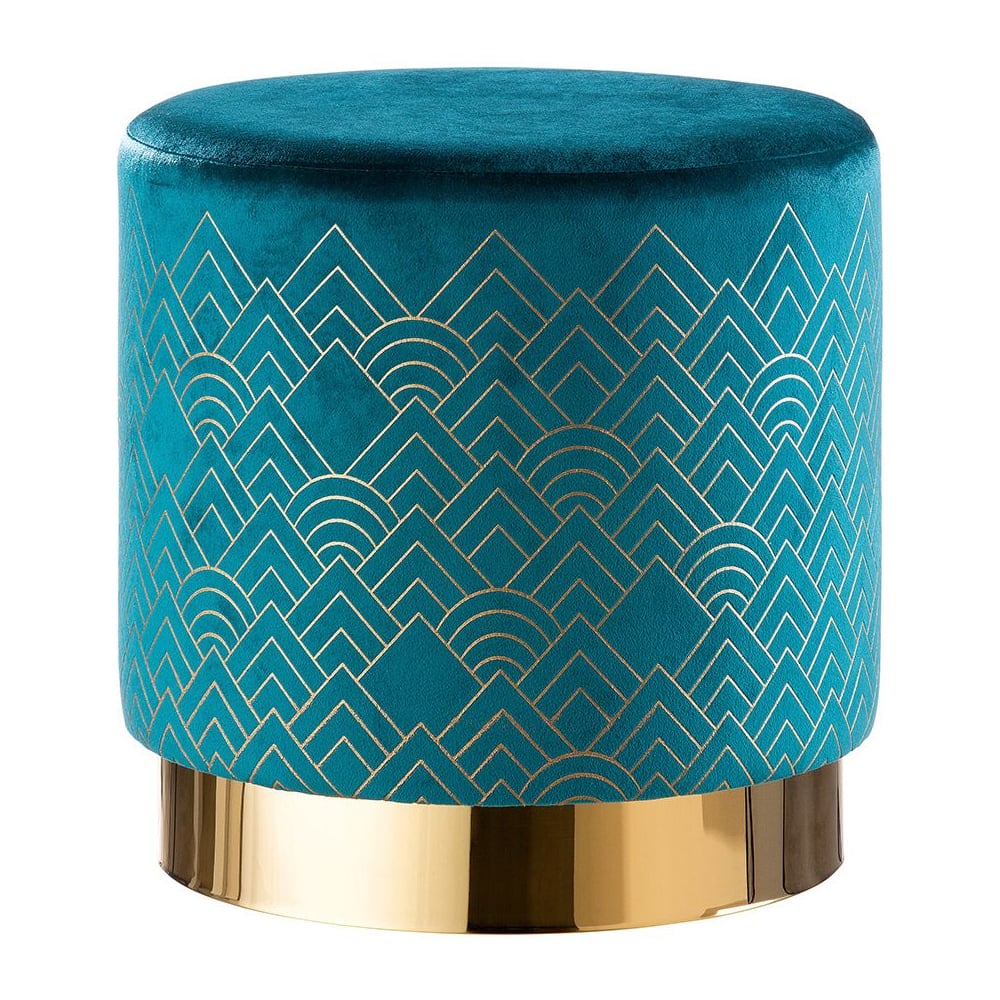 Abilene Velvet Stool With Gold Base In Teal