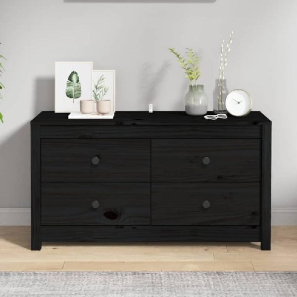 Abilene Wooden Chest Of 4 Drawers In Black | Bed Sava