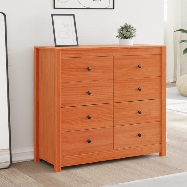 Abilene Wooden Chest Of 8 Drawers In Wax Brown | Bed Sava
